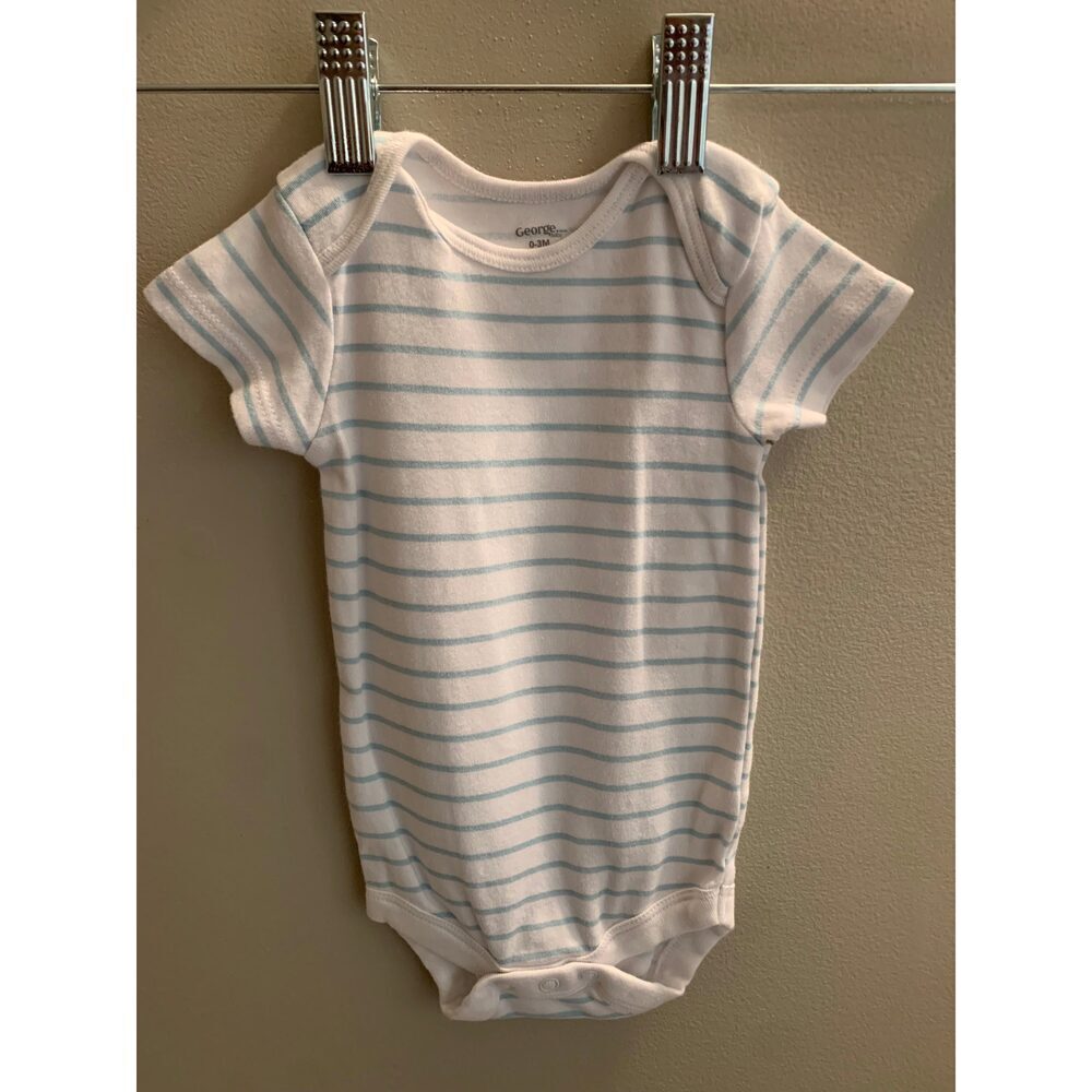 George Blue and White Stripe Onesie Sz 0-3 Months